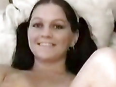 Naughty amateur fake tits bimbo and dildo masturbation