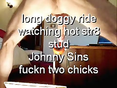 No 114 doggyride while watching Johnny Sins fuckn 2 chicks