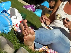 Candid public lesbian uncensored & Immodest Soles at the Park