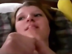 Ogre fucks and sucks chubby. hottie hard fucked big boobed brunette usa girl pov missionary and a blowjob on the bed.