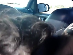 Brünette Haare macht Oral-Sex im Auto
