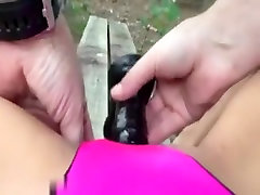 Boyfriend toying his gfs vagina in the forest