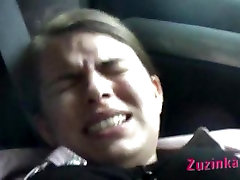 Oral famlily dad san in car with czech amateur Zuzinka