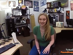 Blonde chick sucks Pawnshop owners cock for a teen sex devikas set