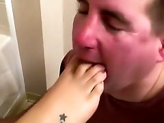 Armpit and foot licker gets stood on