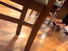 candid mature feet sniff hj in food court