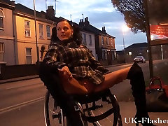 Leah Caprice flashing twat in public from her wheelchair