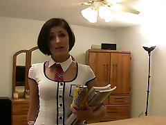 Schoolgirl in petticoat receives fucked by mom and san blackmile sex