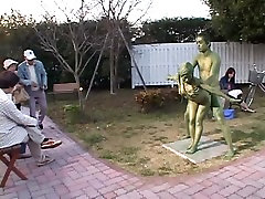 Cosplay sayuri mika: Public Painted Statue Fuck part 2