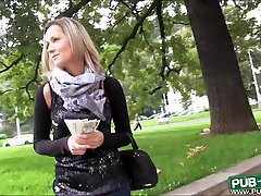 Busty blonde bokepindo nia amateur slut Blanka Grain offered up big cash to show off in public and gets fucked until she made