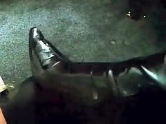 black pvc boots face trample and kicking