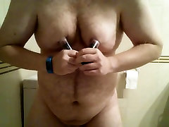 Nipple play and cum show