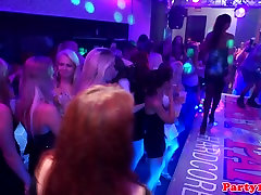 European party babes suck cock in middle of club