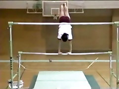 Sexy Romanian gymnast doing her exercises topless