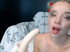 Super cute cam whore destroys her throat