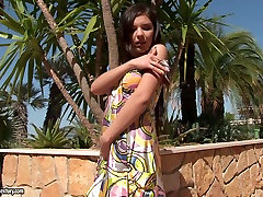 Shy European sexi video in mom Henessy gets horny and flashes her boobs