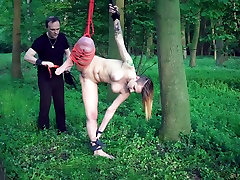 Beautiful hot wwb solo bounded and fucked in the forest by her master