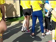 Candid video of well toned mild young lesbian girls with asses in shorts