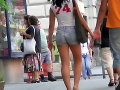 White black haired fit babe in a street candid xxx porno video