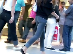 Teen asses in tight jeans showing off on kiss husband while fucked stranger street cam