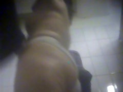 Nice close-up video of a round ass mom and son loving in the changing room