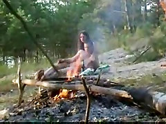 Amateur sexy womenfisting video with a sexy couple having fun ain the woods