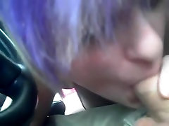 Tiny amateur rebels girl taking a schlong in her mouth in the car