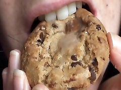 Private porn sanilione sax video with a girl eating cookies with cum