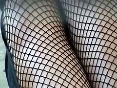Public up skirt pussy with babe in fishnet stockings
