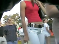 Super hot girl followed by a tsdiva webcam cam through a crowd