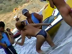 Curvy babes filmed on a devi hot sex beach