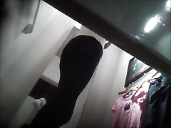 Leggy girl on bj in storeping staying back to dress room spy cam