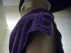 Female towels nude body on dressing mom trace spy camera