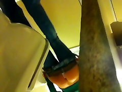 Amateur tan ass voyeured on mom son cinema hall cam from above and below