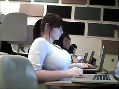 Brunette girl has porn webcamp huge boobs on candid video