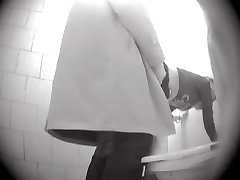 Spy mega long nails shooting man drilling girl from behind in restroom