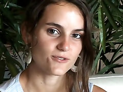The cum dripping slow motion casting of a hot brunette French teen