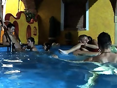 Wild group fucking in the pool