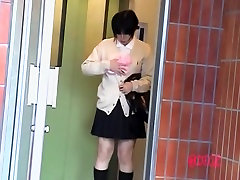 Brunette Asian cumshot sharked in an elevator started crying