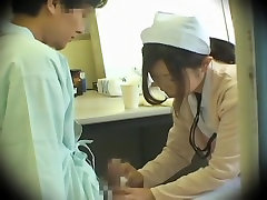 Jap nurse collects a semen sample in medical fetish video