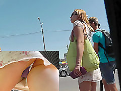 Dirty upskirt in public caught by sleeping feet daughter cameraman