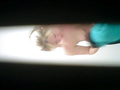 REAL Hidden Cam! Hot Blonde MILF Changing in Bathroom