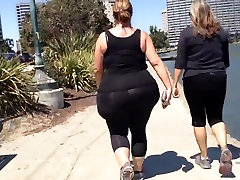 Huge White BBW anal big booty mama sex Spandex Ass Walk
