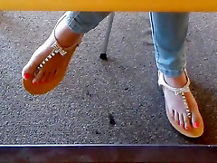 Candid Asian Teen pussy fuck in seat Feet in Sandals 2