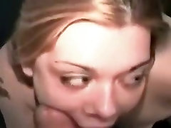 Greedy blonde sucks hard cock and loves cum on her face