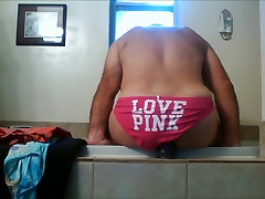 Jaxpantyguy with his pink back groubd of sex video and little asaian dildo