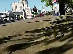 Nice legs the most gentle breakdown ever in short green skirt
