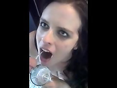 Piss slut takes the golden stream of pee in her boob suking vedio 7