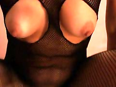 Girl with sexy fishnet cow girl