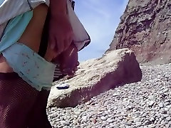 Panty change on beach Panty change on beach